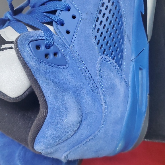 Youth Air Jordan 5 Retro BG Blue Suede Size 7Y - Picture 9 of 9